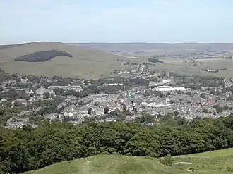 Buxton, one of the two administrative centres of High Peak (with Glossop) and the second largest settlement in the borough