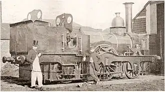 Coln Valley and Halstead Railway 2-2-2WT at Halstead engine shed