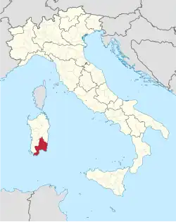 Location of the Metropolitan City of Cagliari
