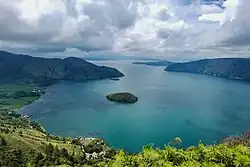 Image 3View of a bay in Lake Toba, on the island of Sumatra, Indonesia, which is the largest volcanic lake in the world (from Volcanogenic lake)