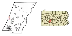 Location of Vintondale in Cambria County, Pennsylvania.