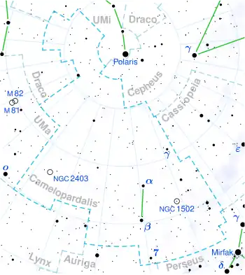 Gliese 445 is located in the constellation Camelopardalis