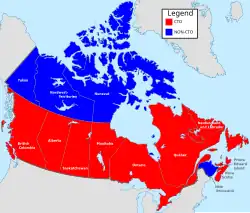 Map: implementation of community treatment orders in Canadian provinces and territories