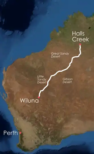 Map showing location of Canning Stock Route