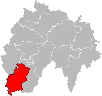 Situation of the canton of Maurs in the department of Cantal