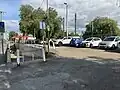 The station's eastern car park and pedestrian underpass entrance, August 2024