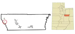 Location in Carbon County and the state of Utah.