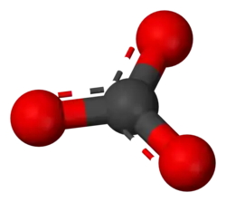 Ball-and-stick model of the carbonate anion