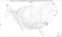 Cartogram of unpledged electors presidential election results by county