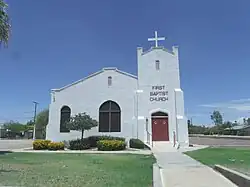 The First Baptist Church.