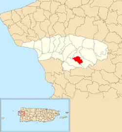 Location of Casey Abajo within the municipality of Añasco shown in red