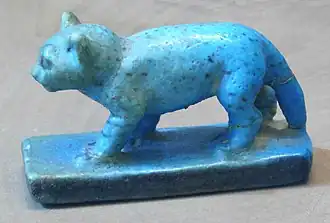 Blue Egyptian faience cat figurine dated to 1981â1802 BC