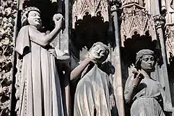 More naturalistic later Gothic. Temptation of the foolish Virgins, Strasbourg Cathedral