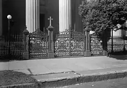 Cast-iron gates and fence on the east front