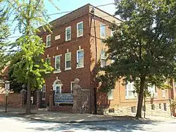 Three-story brick building