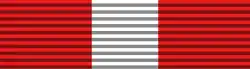 A ribbon 3/8 red, 2/8 white and 3/8 red.