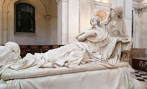 Tomb of Cardinal Richelieu with smiling figure symbolizing "Faith"