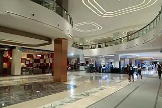 The atrium was removed from levels 1–2