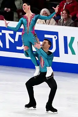 Charlène Guignard and Marco Fabbri perform at the 2024 World Figure Skating Championships.