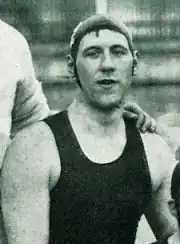 Powerful man, wet swimmer