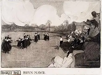 Basket Ball, Bryn Mawr, 1903. Illustration for Alice Katherine Fallows, "Athletics for College Girls", Century, May 1903, Brandywine River Museum.