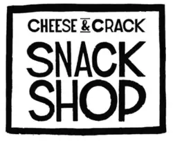 Black-and-white graphic with the text 'Cheese & Crack Snack Shop'