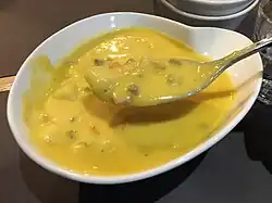 Cheeseburger soup at a restaurant