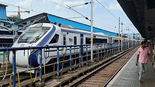 This Vande Bharat Express on standby at Chennai Egmore and getting ready for departure towards Tirunelveli Junction