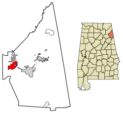 Location of Leesburg in Cherokee County, Alabama.