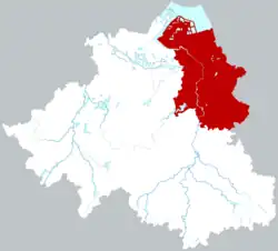 Location of Shangyu District within Shaoxing