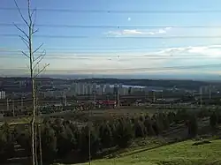 Chitgar Lake seen from the northern heights.