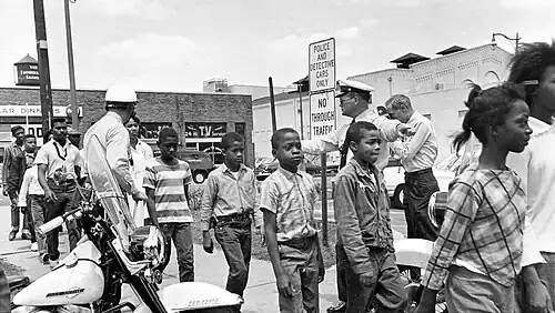 Children protesting during the 1963 Children's Crusade in Birmingham