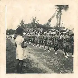 Students marching to welcome Sultan Ahmad Tajuddin, c. 1949