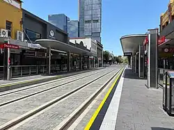 Light rail stop under construction