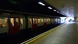 A citybound train about to depart