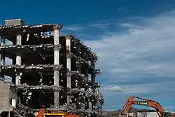 view of a building demolition