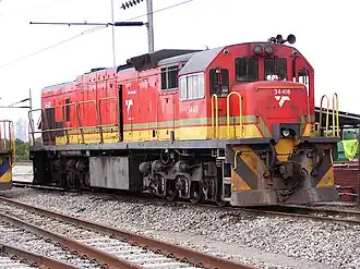 Bright Star equipped no. 34-418 in Transnet Freight Rail livery, Saldanha, 10 February 2013
