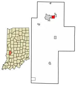 Location of Knightsville in Clay County, Indiana.