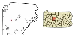 Location of Grampian in Clearfield County, Pennsylvania.