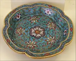 Qing dynasty cloisonné dish