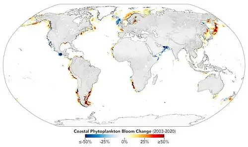 Coastal phytoplankton bloom change 2003–2020.[17][18]