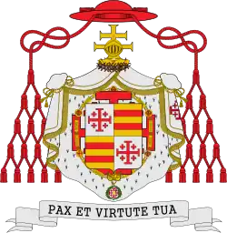 Arms of Maximilian von Fürstenberg with the mantle of the Order of the Holy Sepulchre