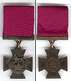Obverse and reverse of Cockburn's Victoria Cross