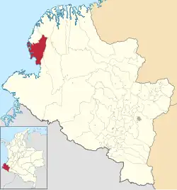 Location of the municipality and town of Francisco Pizarro, Nariño in the Nariño Department of Colombia.