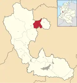 Location of the municipality and town of Guática in the Risaralda Department of Colombia.