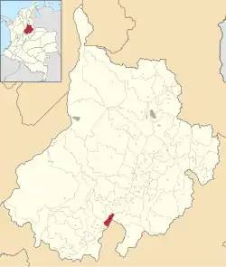 Location of the municipality and town of San Benito, Santander in the Santander Department of Colombia.