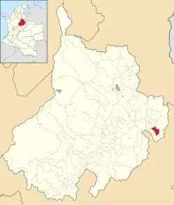 Location of the municipality and town of San Miguel in the Santander Department of Colombia