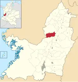 Location of the municipality and town of Trujillo, Valle del Cauca in the Valle del Cauca Department of Colombia.