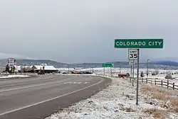 Entering Colorado City along State Highway 165, December 2014