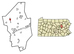 Location of Millville in Columbia County, Pennsylvania.